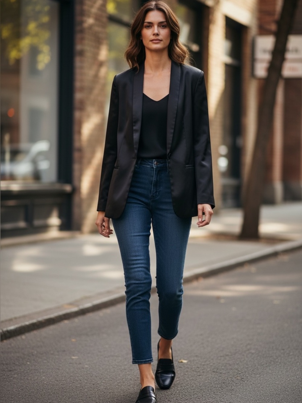 LPA Black Silk Longline Blazer  Smoking Jacket L $200 NWOT